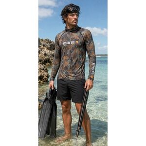 Mares Illusion Rash Guard Mens M Camo Long Sleeve Spearfishing Scuba Diving Swim